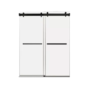 59''×76'' Size  10mm Glass Matte Black Color With Double Door  Modern Style Bathroom Shower Door