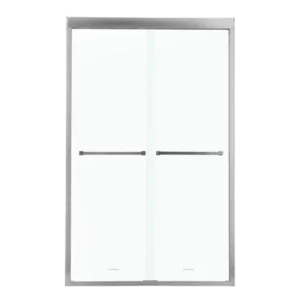 Shower Door 48" W x 76"H Semi-Frameless Bypass Sliding Shower Enclosure, Brushed Nickel