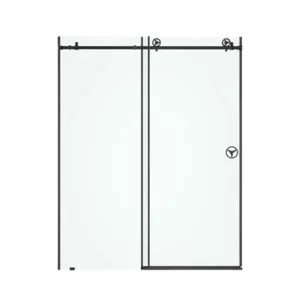 60 in. W x 76 in. HSliding Frameless Shower Door in Matte Black with Clear Glass