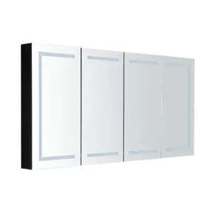 72 in. W x 36 in. H LED Large Rectangular Black Aluminum Alloy Surface Mount Medicine Cabinet with Mirror