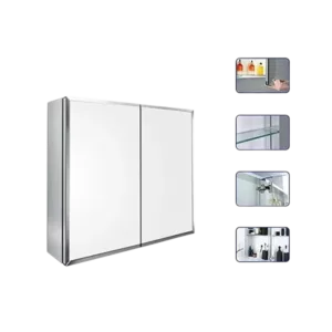 30x26 Inch Double-Door Mirror Medicine Cabinet - Versatile Surface Mount or Recessed Installation, Aluminum Craftsmanship, Elevating Functionality and Style in Your Space.