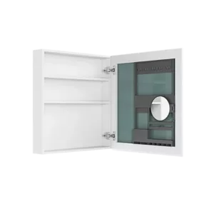 20" W x 30" H White Single-Door Bathroom Medicine Cabinet with Mirror, Recessed or Surface Mount Bathroom Wall Cabinet with Beveled Edges