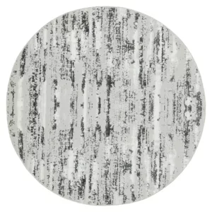 Milano Washable Manhattan Silver Woven Round Area Rug