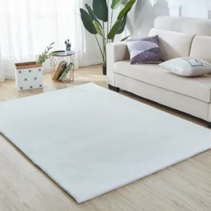 Lily Luxury Chinchilla Faux Fur Rectangular Area Rug