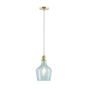 7.9 in. 1-Light Island Pendant Light Farmhouse Rustic Hanging Light with Blue Glass Shade For Indoor