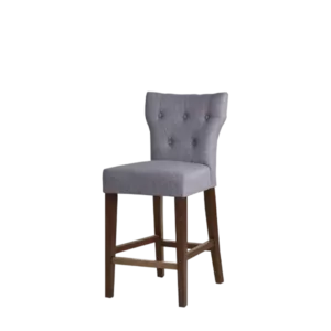 Modern Grey Solid Wood  Bar Stool With Sloped WingBack For Dining Room