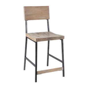 Modern Grey Counter Stool with Metal Frame and Wooden Seats For Dining Room