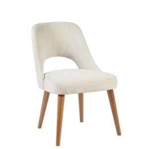Modern Brown Solid Wood Dining Chairs With Beige Fabric Seats For Dining Room
