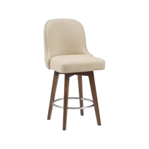 Modern Natural Solid Wood Upholstered Tufted Counter Height Stool For Dining Room