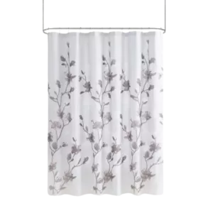 Magnolia Floral Printed Burnout Shower Curtain