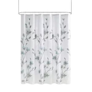 Magnolia Floral Printed Burnout Shower Curtain