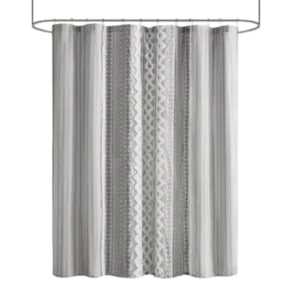 Imani Cotton Printed Shower Curtain with Chenille