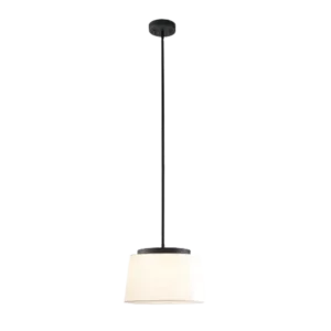 Single Light Black Lansing Pendant with White Glass Shade For Indoor