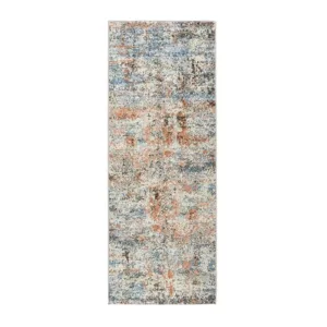 Penina Luxury Area Rug in Gray with Silver Circles Abstract Design