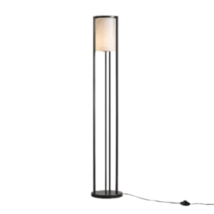 63 in. Metal Floor Lamp with Glass Cylinder Shade in Black