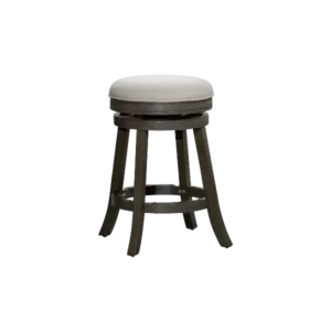 Modern Grey Solid Wood Stool with Charcoal Fabric Seat For Dining Room