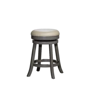 Modern Grey Solid Wood Stool with French Grey Leather Seat For Dining Room