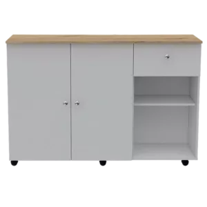 Sayville 2-Drawer 2-Shelf Kitchen Island White and Pine