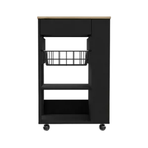 Prospect 5-Shelf 1-Drawer Kitchen Cart Black Wengue and Light Oak