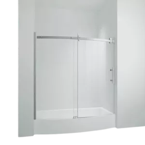 48" W x 35" D x 76" H Semi-Frameless Square Shower Enclosure with Double Sliding Door in Brushed Nickel