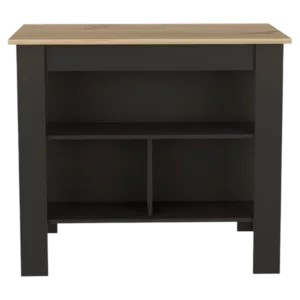 Rockaway 3-Shelf Kitchen Island Black and Ibiza Marble