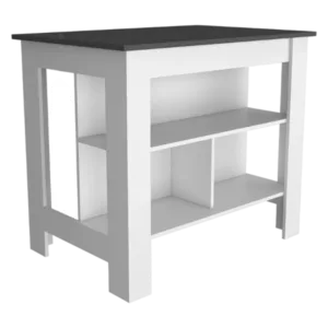 Rockaway 3-Shelf Kitchen Island White and Onix