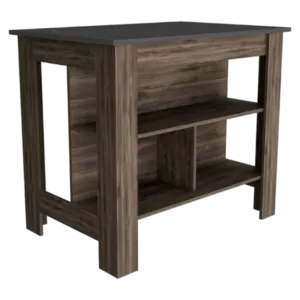 Rockaway 3-Shelf Kitchen Island Dark Brown and Onix