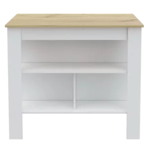 Rockaway 3-Shelf Kitchen Island White and Light Oak