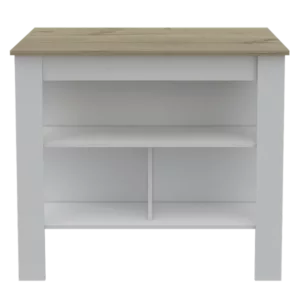 Rockaway 3-Shelf Kitchen Island White and Light Oak