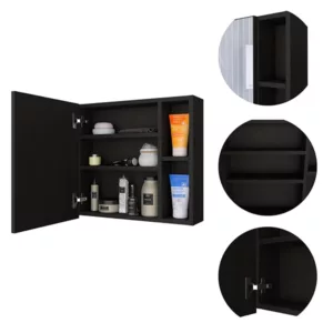 Black Crawford 4-Shelf Medicine Cabinet