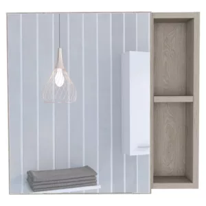 Light Grey Wareham 2-Shelf Medicine Cabinet with Mirror