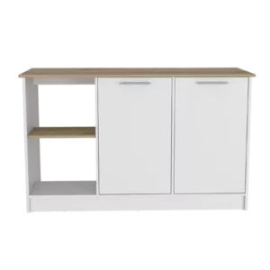 Lindenhurst 2-Shelf Kitchen Island Light Oak and White