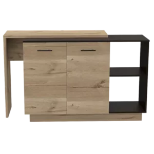 Chesterfield 2-Shelf 1-Drawer Kitchen Island Black Wengue and Light Oak