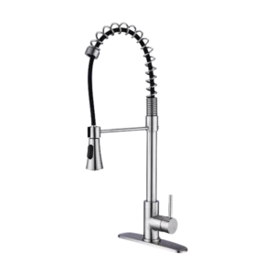 Single Handle Spring High Arc Kitchen Faucet in Brushed Nickel