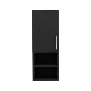 Black Madrid Medicine Cabinet with Two External Shelves, Metal Handle, Single Door and Two Interior Shelves