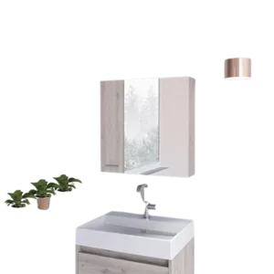 Light Gray Sines Medicine Cabinet with Four Internal Shelves and Double Door