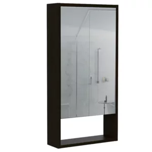 Black Mariana Medicine Cabinet with One External Shelf and Single Door Mirror Two Internal Shelves