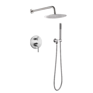 Round Shape Bathroom Shower System in Brushed Nickel with Hand Shower