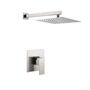 Square Shape Wall Mount Brass Bathroom Shower With Brushed Nickel Finish