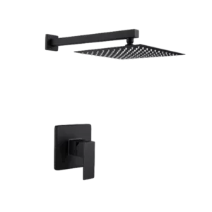 Square Shape Wall Mount Bathroom Shower With Matt Black Finish