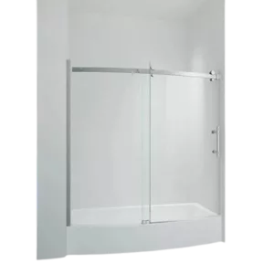 60 in. W X 58 in. H Frameless Shower Door in Brushed Nickel