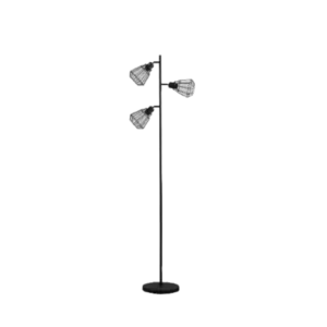 65 in. Adjustable Cage Shade Industrial Farmhouse Metal Floor Lamp in Black