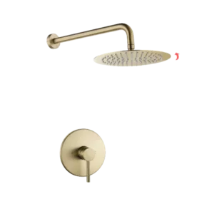 Complete Shower System With Rough-In Valve in Brushed Gold