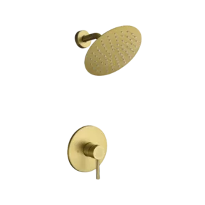 Built-In Shower System With Rough-in Valve in Brushed Gold