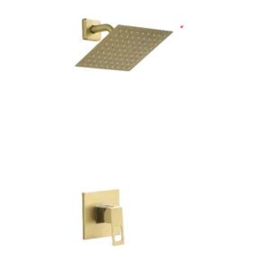 Complete Shower System With Rough-In Valve in Gold