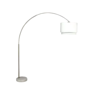 81 in. Arc Living Room-Stand Up Arching Drum Shade Floor Lamp with Marble Base in White
