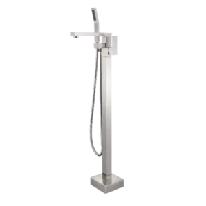Single-Handle Freestanding Tub Faucet with Hand Shower in Brushed Nickel