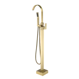 Single Handle Floor Mounted Claw-foot Tub Faucet in Brushed Gold