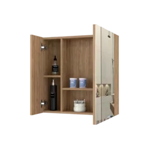 Medicine Cabinet Prague, Four Internal Shelves, Double Door, Pine Finish