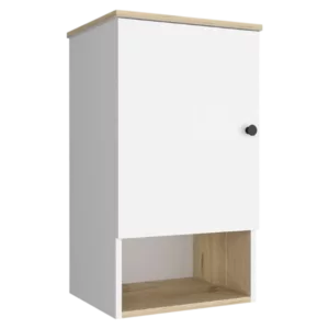 Medicine Cabinet Porto, Two Internal Shelves, Light Oak / White Finish